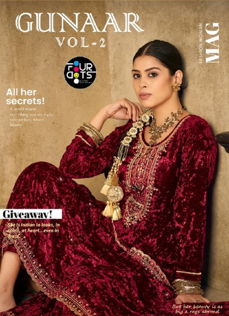 Gunaar Vol 2 By Fourdots Velvet Designer Salwar Suits Wholesalers In Surat
